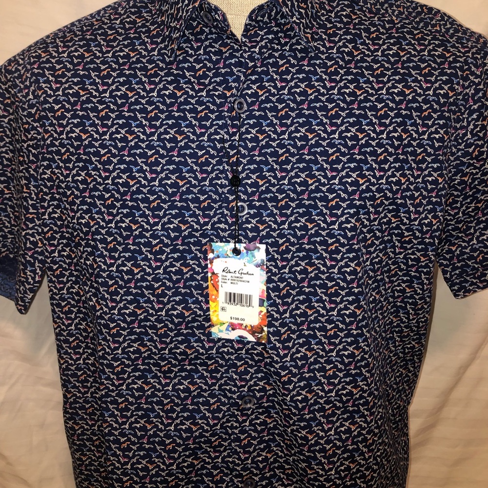 Robert Graham Altamont Bird Shirt S/S Large NWT